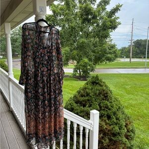 Free People Floral Long Sleeve Sheer Dress - NWT